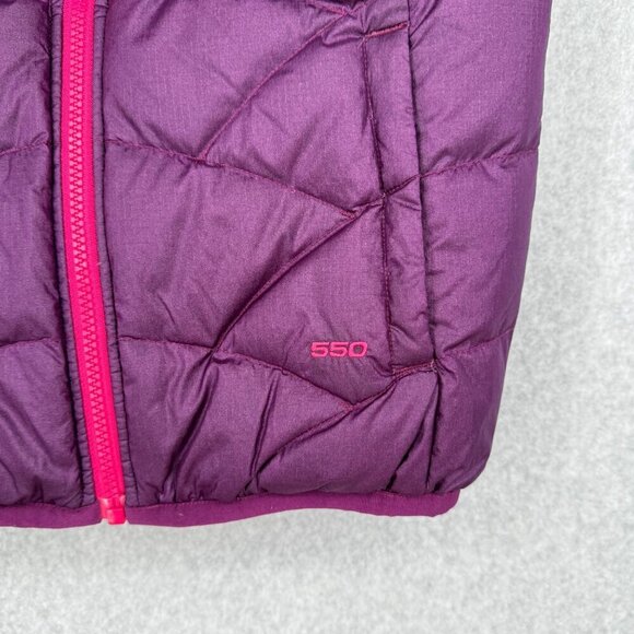 The North Face Girls 550 Fill Vest Size L Pink Purple Reversible Down Puffer - Picture 2 of 14
